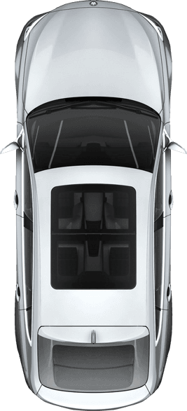 Car top view showing service areas